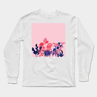 Pink Leaves Pattern Long Sleeve T-Shirt